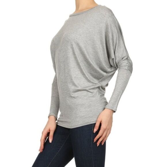MOA Collection Women's Dolman Sleeve Gray Top - Picture 2 of 14